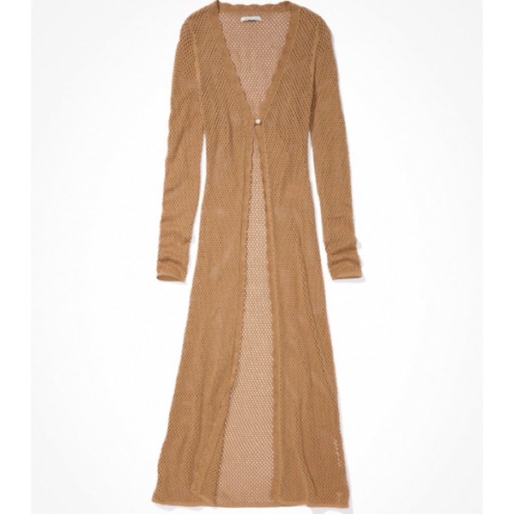 American Eagle Extra Long Scalloped Edge Duster Cardigan